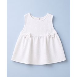 Babyhug 100% Cotton Woven Sleeveless Top and Shorts Set With Bow Applique - White