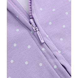 Babyhug 100% Cotton Terry Knit Full Sleeves Jacket With Inner Tee & Pant Set with Cat Print - Purple
