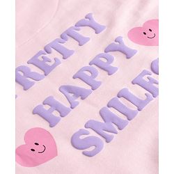 Babyhug 100% Cotton Terry Knit Full Sleeves Top & Pant Set With Text Print - Pink