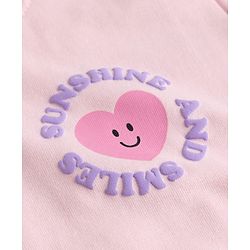 Babyhug 100% Cotton Terry Knit Full Sleeves Top & Pant Set With Text Print - Pink
