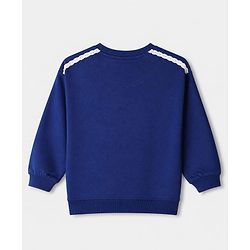 Babyhug Velour Knit Full Sleeves Winter Wear Suit With Bow Print - Navy Blue