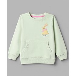 Babyhug Terry Knit Full Sleeves Top With Rabbit Patch & Pants Set - Light Green