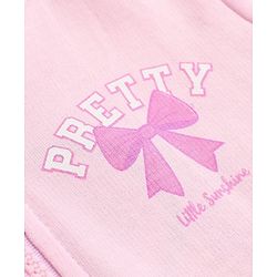 Babyhug 100% Cotton Terry Knit Full Sleeves Hooded Jacket & Legging With Bow - Pink