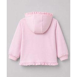 Babyhug 100% Cotton Terry Knit Full Sleeves Hooded Jacket & Legging With Bow - Pink