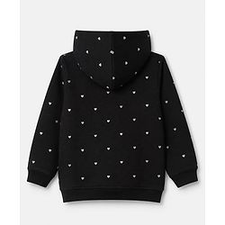 Babyhug 100% Cotton Terry Knit Full Sleeves Top and Pant Set with Hearts Print & Hooded Jacket in Black
