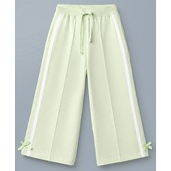 Babyhug Terry Knit Full Sleeves Top With Bow & Text Embroidery & Pant Set - Light Green