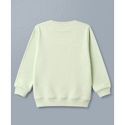 Babyhug Terry Knit Full Sleeves Top With Bow & Text Embroidery & Pant Set - Light Green