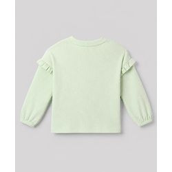 Babyhug 100% Cotton Terry Knit Ribbed Full Sleeves Top and Pant with J'Adore Paris Text & Cherry Print - Light Green