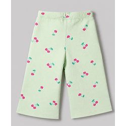 Babyhug 100% Cotton Terry Knit Ribbed Full Sleeves Top and Pant with J'Adore Paris Text & Cherry Print - Light Green