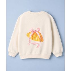 Babyhug 100% Cotton Terry Knit Full Sleeves Winter Wear Suit With Bow Detailing - White