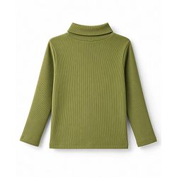Babyhug Cotton Rib Knit Winter Wear T-Shirt with Full Sleeves - Olive Green