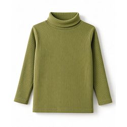 Babyhug Cotton Rib Knit Winter Wear T-Shirt with Full Sleeves - Olive Green