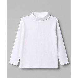 Babyhug Cotton Mixes Knit Solid Winter T-Shirt with Full Sleeves & Ribbed Skivi Neck - White