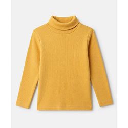 Babyhug Cotton Ribbed Knit Solid Winter T-Shirt with Full Sleeves in Yellow