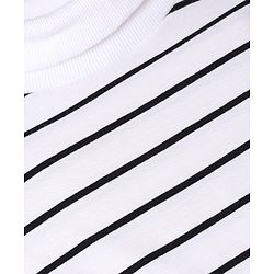 Babyhug Cotton Lycra Knit Skivi Winter T-Shirt with Full Sleeves and Stripes - White & Black