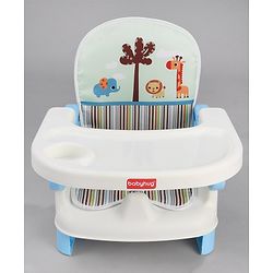 Babyhug Comfort Folding Booster Seat with 3 Point Safety Harness - Blue| Adjustable Height| Removable Food Tray| Foldable Design| Washable Seat Cover