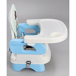 Babyhug Comfort Folding Booster Seat with 3 Point Safety Harness - Blue| Adjustable Height| Removable Food Tray| Foldable Design| Washable Seat Cover
