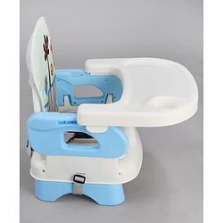 Babyhug Comfort Folding Booster Seat with 3 Point Safety Harness - Blue| Adjustable Height| Removable Food Tray| Foldable Design| Washable Seat Cover