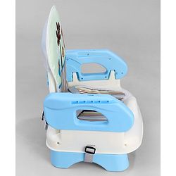 Babyhug Comfort Folding Booster Seat with 3 Point Safety Harness - Blue| Adjustable Height| Removable Food Tray| Foldable Design| Washable Seat Cover
