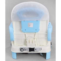 Babyhug Comfort Folding Booster Seat with 3 Point Safety Harness - Blue| Adjustable Height| Removable Food Tray| Foldable Design| Washable Seat Cover
