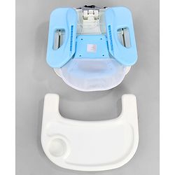 Babyhug Comfort Folding Booster Seat with 3 Point Safety Harness - Blue| Adjustable Height| Removable Food Tray| Foldable Design| Washable Seat Cover
