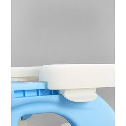Babyhug Comfort Folding Booster Seat with 3 Point Safety Harness - Blue| Adjustable Height| Removable Food Tray| Foldable Design| Washable Seat Cover