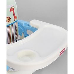 Babyhug Comfort Folding Booster Seat with 3 Point Safety Harness - Blue| Adjustable Height| Removable Food Tray| Foldable Design| Washable Seat Cover