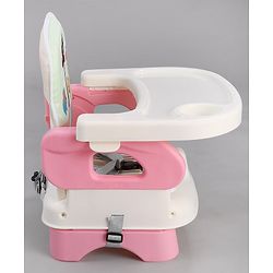 Babyhug Comfort Folding Booster Seat with 3 Point Safety Harness - Pink| Adjustable Height| Removable Food Tray| Foldable Design| Washable Seat Cover