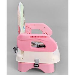 Babyhug Comfort Folding Booster Seat with 3 Point Safety Harness - Pink| Adjustable Height| Removable Food Tray| Foldable Design| Washable Seat Cover
