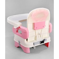 Babyhug Comfort Folding Booster Seat with 3 Point Safety Harness - Pink| Adjustable Height| Removable Food Tray| Foldable Design| Washable Seat Cover
