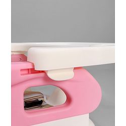Babyhug Comfort Folding Booster Seat with 3 Point Safety Harness - Pink| Adjustable Height| Removable Food Tray| Foldable Design| Washable Seat Cover