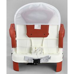 Babyhug Comfort Folding Booster Seat with 3 Point Safety Harness - Brown| Adjustable Height| Removable Food Tray| Foldable Design| Washable Seat Cover