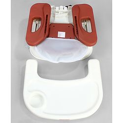Babyhug Comfort Folding Booster Seat with 3 Point Safety Harness - Brown| Adjustable Height| Removable Food Tray| Foldable Design| Washable Seat Cover