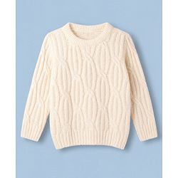 Babyhug Knit Full Sleeves Pullover With Cable Knit Design - Beige