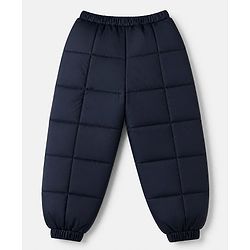 Babyhug Woven Full Sleeves Hooded Padded Quilted Winter Jacket and Pant with Dinosaur Print - White & Blue