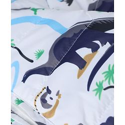 Babyhug Woven Full Sleeves Hooded Winter Wear Suit With Animal Print - White
