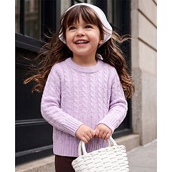Babyhug Cable Knit Full Sleeves Pullover - Lavender