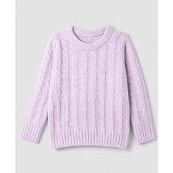 Babyhug Cable Knit Full Sleeves Pullover - Lavender