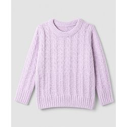 Babyhug Cable Knit Full Sleeves Pullover - Lavender