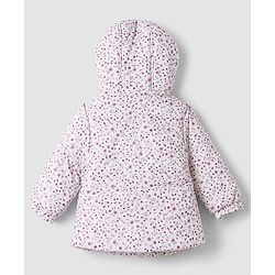 Babyhug Woven Heavy Polyfill Full Sleeves Floral Printed Hooded Winter Wear Suit - Pink