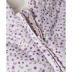 Babyhug Woven Heavy Polyfill Full Sleeves Floral Printed Hooded Winter Wear Suit - Pink