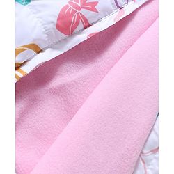 Babyhug Woven Heavy Polyfill Full Sleeves Bow Printed Winter Wear Suit - White & Pink