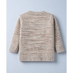 Babyhug Knit Pullover with Full Sleeves Fox Design With Sling Bag Applique in Beige