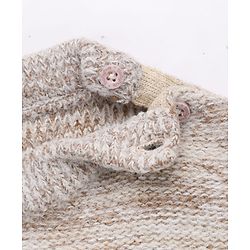 Babyhug Knit Pullover with Full Sleeves Fox Design With Sling Bag Applique in Beige