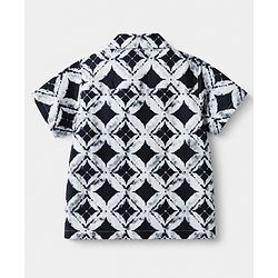 Babyhug 100% Cotton Woven Half sleeves Geometric Printed Shirt - Navy Blue