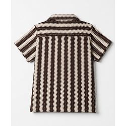 Babyhug Cotton Woven Striped Shirt with Half Sleeves in Brown