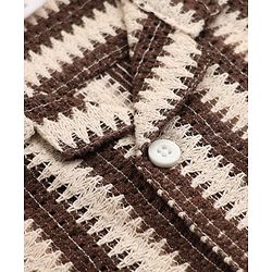 Babyhug Cotton Woven Striped Shirt with Half Sleeves in Brown