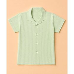 Babyhug 100% Cotton Woven Striped Shirt with Half Sleeves - Light Green