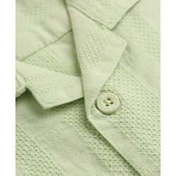 Babyhug 100% Cotton Woven Striped Shirt with Half Sleeves - Light Green