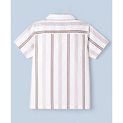 Babyhug 100% Cotton Woven Striped Shirt with Half Sleeves - White & Pink